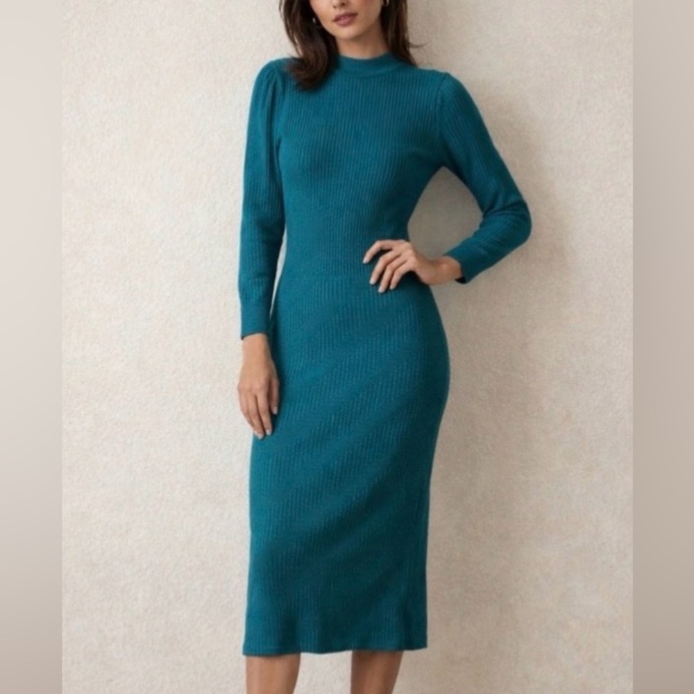 Vintage 90s Keith Adams sz6 Teal LS Dress.Estate item.$$$ on another site - Picture 15 of 15
